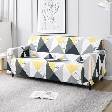 Geometric Multi Print elastic 3 seater sofa cover​s