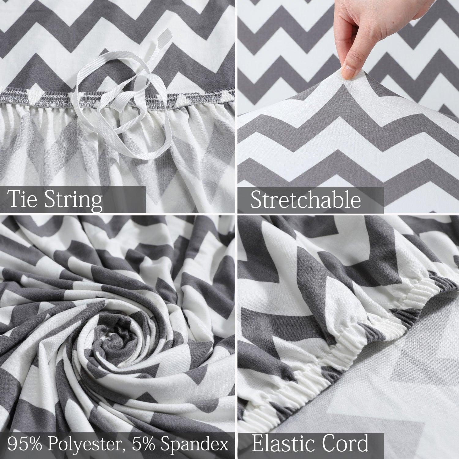 Elastic Stretchable Printed Sofa Cover, Grey Chevron - HOKIPO | Har Ghar ka Humsafar