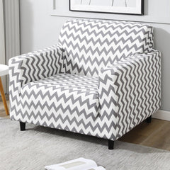 Elastic Stretchable Printed Sofa Cover, Grey Chevron - HOKIPO | Har Ghar ka Humsafar