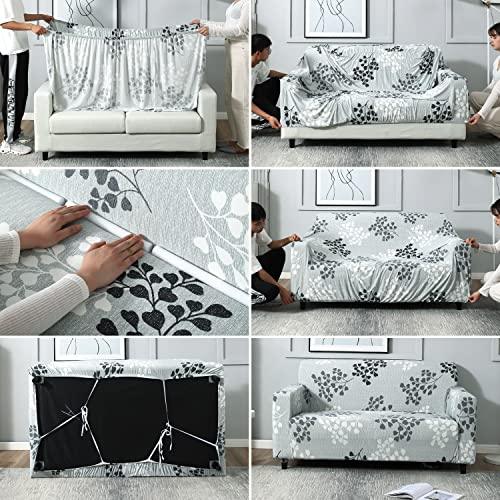 Step-by-step guide on How to put on Grey Leaves Printed elastic sofa cover