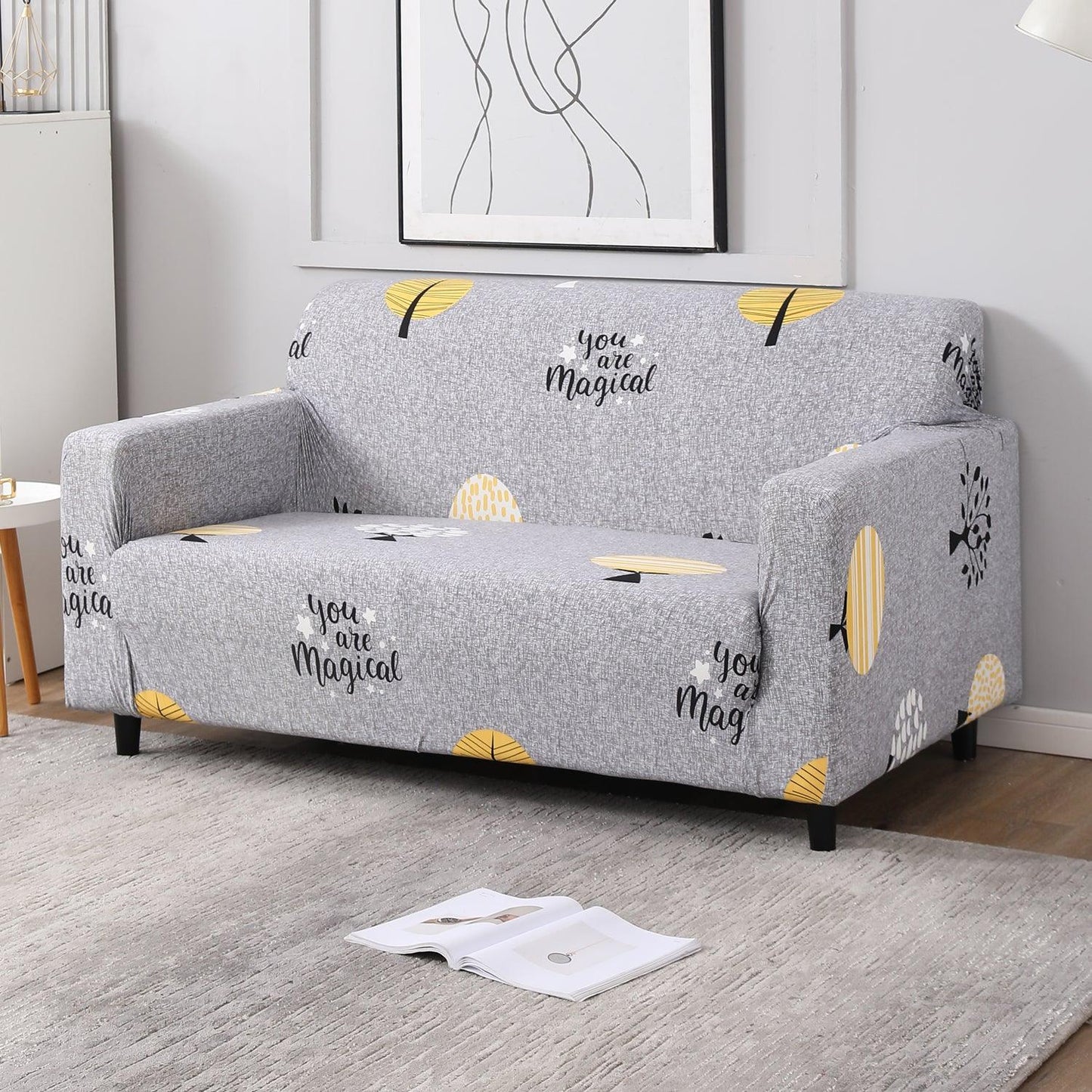 Elastic Stretchable Printed Sofa Cover, Grey Trees - HOKIPO | Har Ghar ka Humsafar