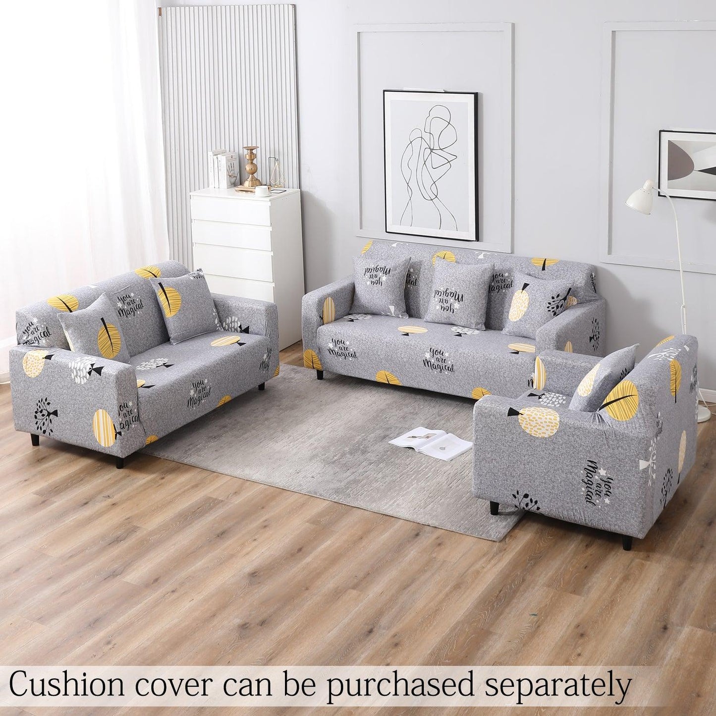 Elastic Stretchable Printed Sofa Cover, Grey Trees - HOKIPO | Har Ghar ka Humsafar