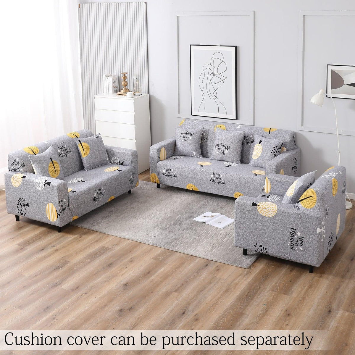 Grey Trees Printed elastic sofa cover sets for 1,2,3,4,5 & 7 seater sofas