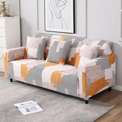 Elastic Stretchable Printed Sofa Cover, Ivory Linear Lines - HOKIPO | Har Ghar ka Humsafar