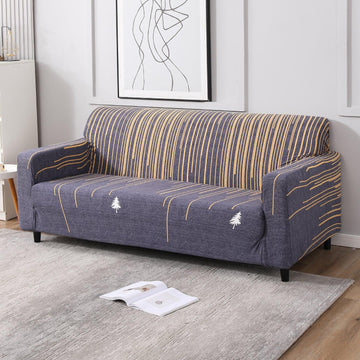 Midnight Blue Lines Printed elastic 3 seater sofa cover​s