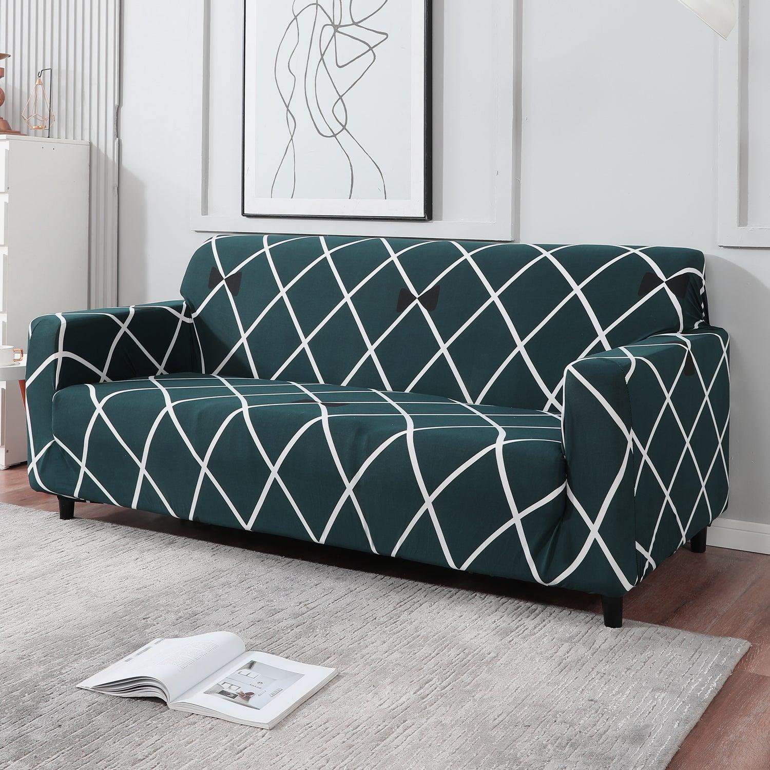 Teal Diamond elastic 3 seater sofa cover​s
