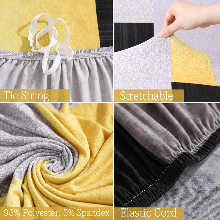 Features of Yellow Geometric Abstract Printed elastic sofa cover sets