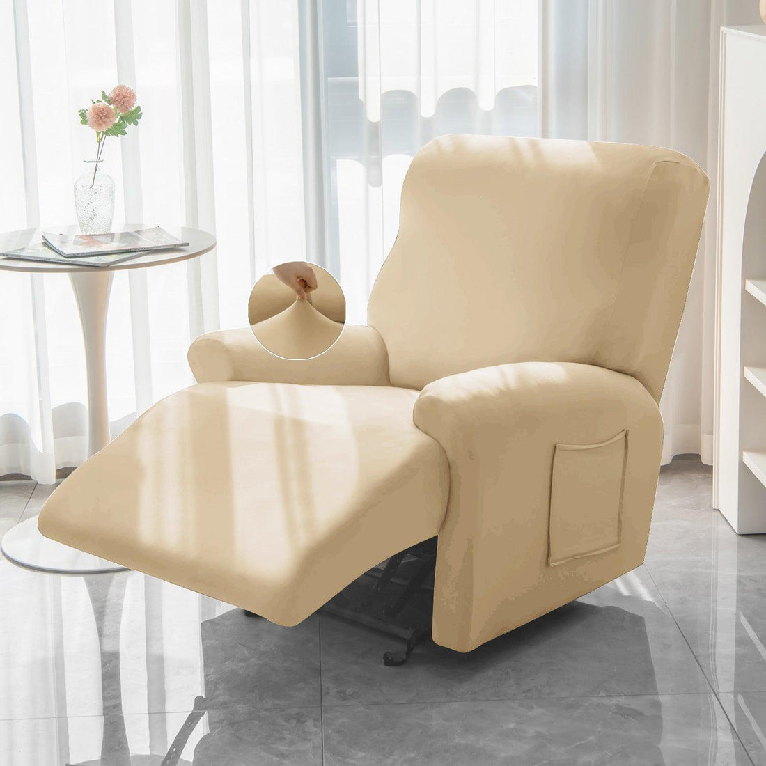 Beige Colour Elastic stretchable recliner chair covers​
