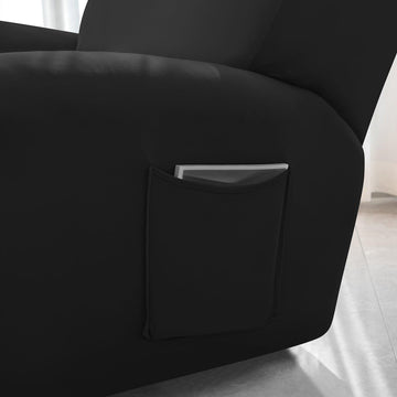 Best Black Colour1, 2, 3 seater elastic recliner sofa cover with pockets

