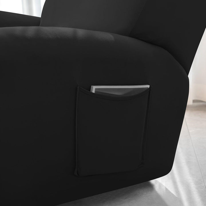 Best Black Colour1, 2, 3 seater elastic recliner sofa cover with pockets
