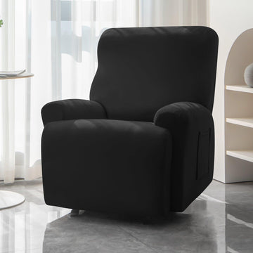 Buy elegant Black Colour elastic stretchable polyester 1 seater recliner sofa cover
