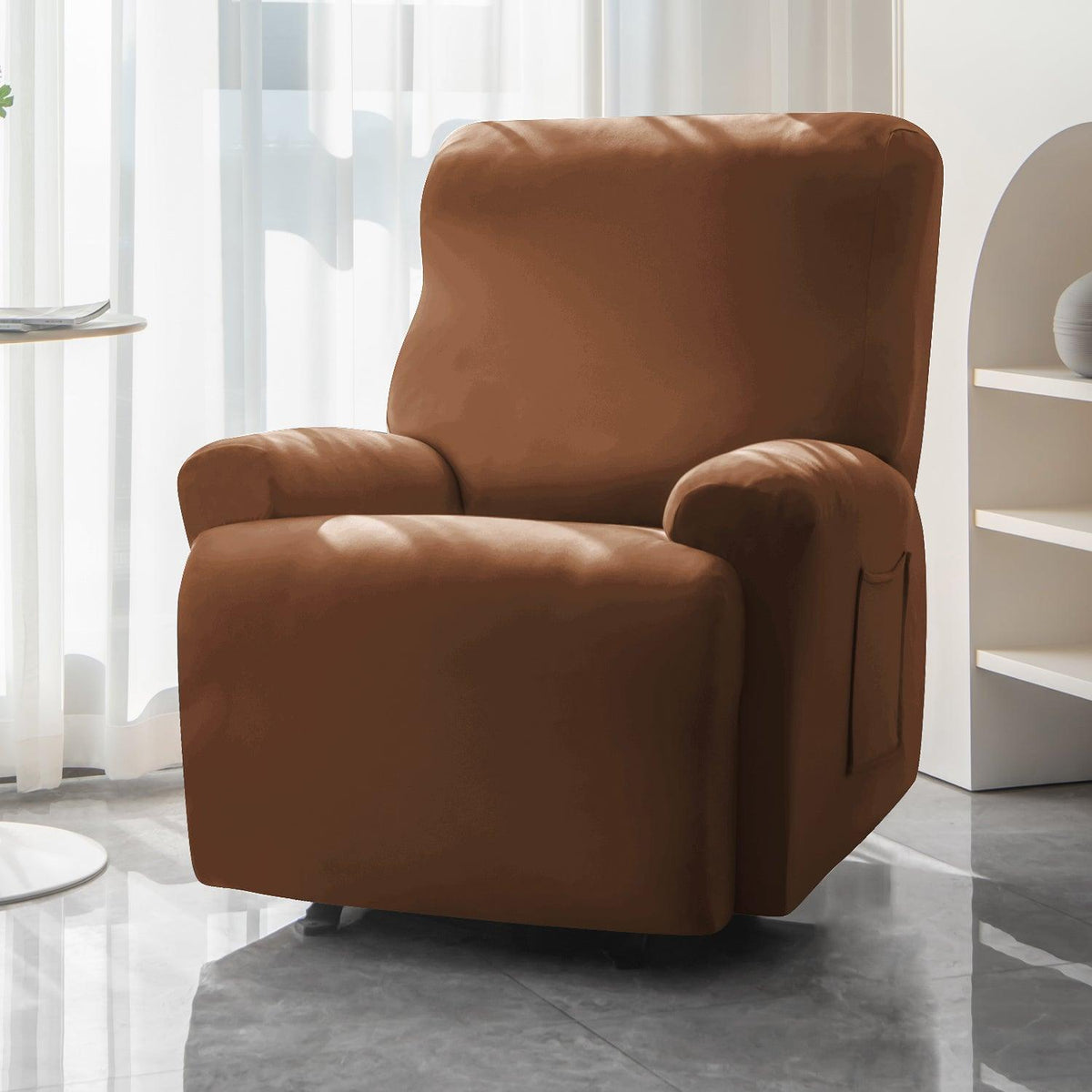 Brown Colour elastic stretchable polyester 1 seater recliner sofa cover
