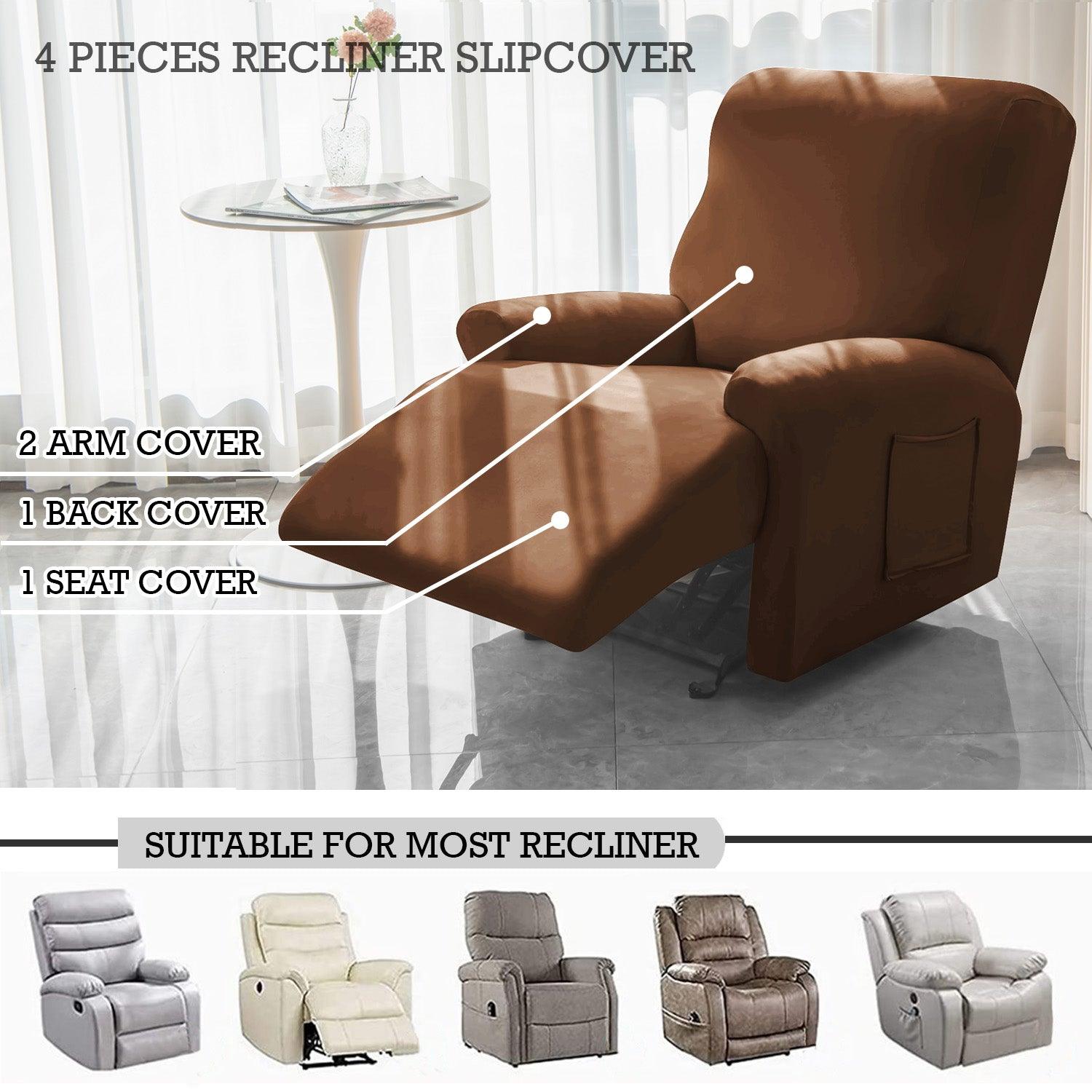 Elastic Stretchable Recliner Sofa Cover, Brown - HOKIPO | Har Ghar ka Humsafar