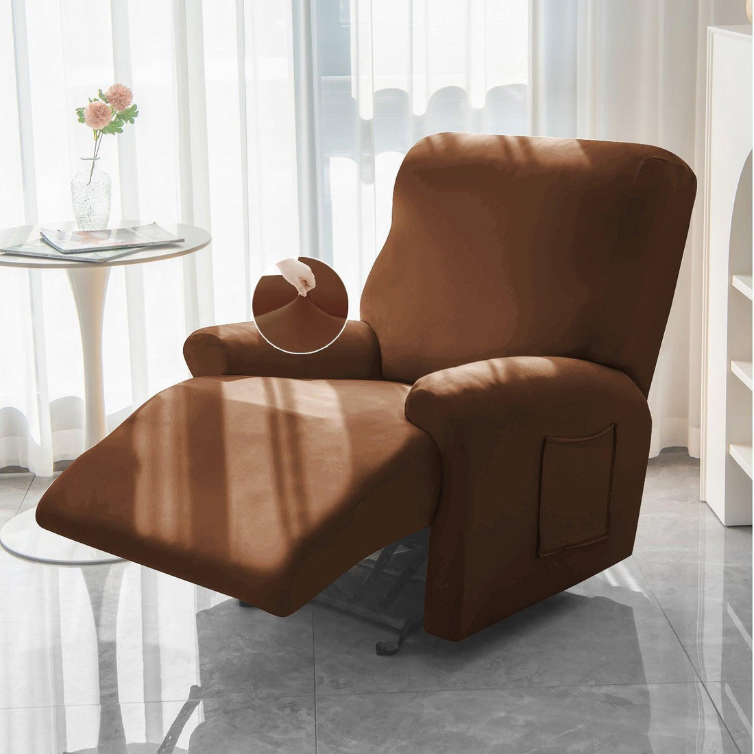 Buy Brown Colour Elastic stretchable recliner chair covers​
