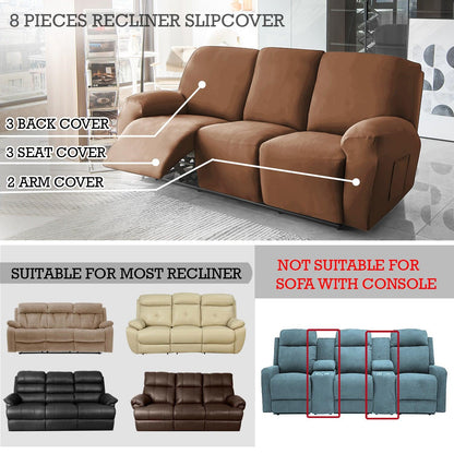 Elastic Stretchable Recliner Sofa Cover, Brown - HOKIPO | Har Ghar ka Humsafar