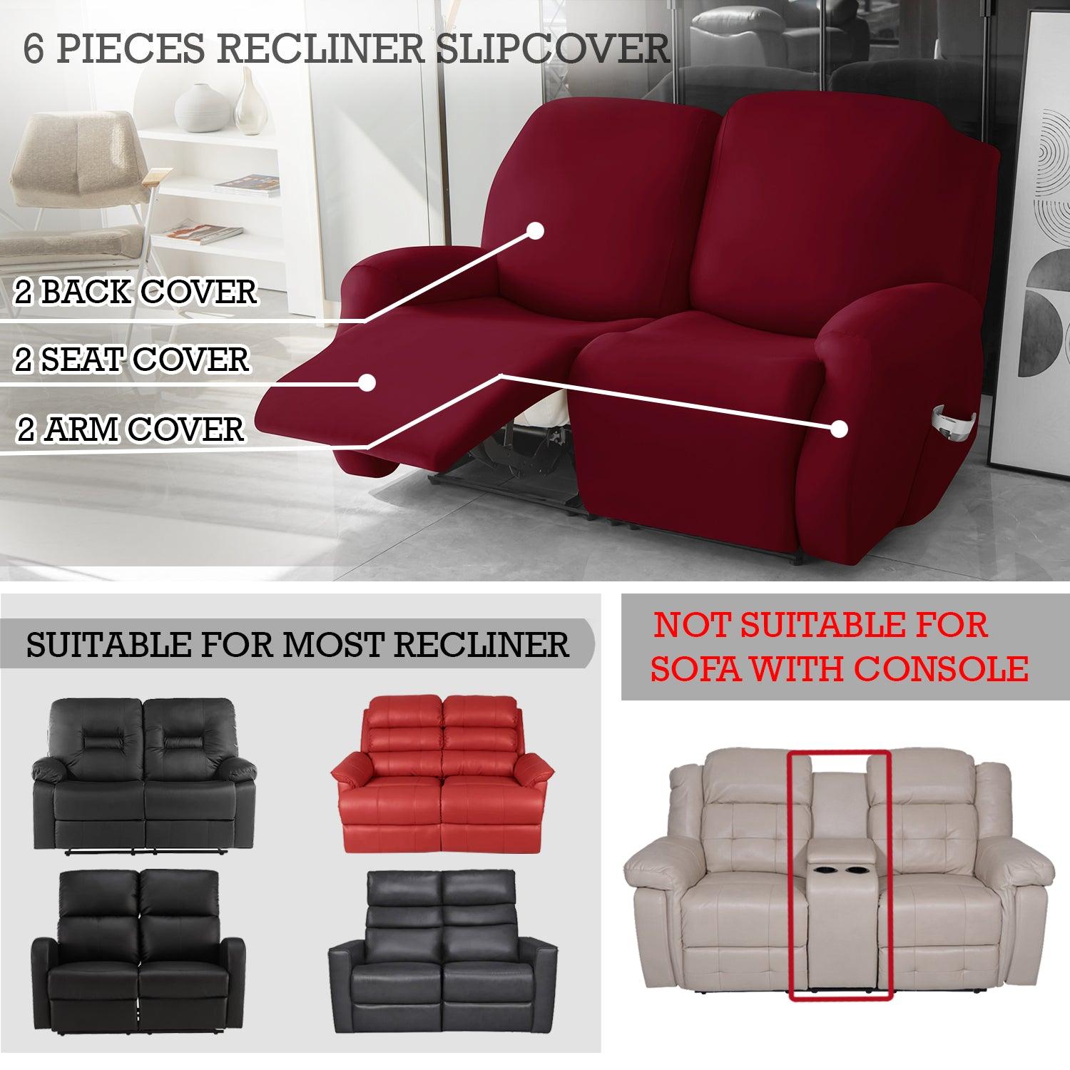 Elastic Stretchable Recliner Sofa Cover, Burgundy - HOKIPO | Har Ghar ka Humsafar