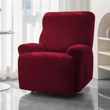 Buy Bright Burgundy Colour elastic stretchable polyester 1 seater recliner sofa cover
