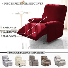 Elastic Stretchable Recliner Sofa Cover, Burgundy - HOKIPO | Har Ghar ka Humsafar