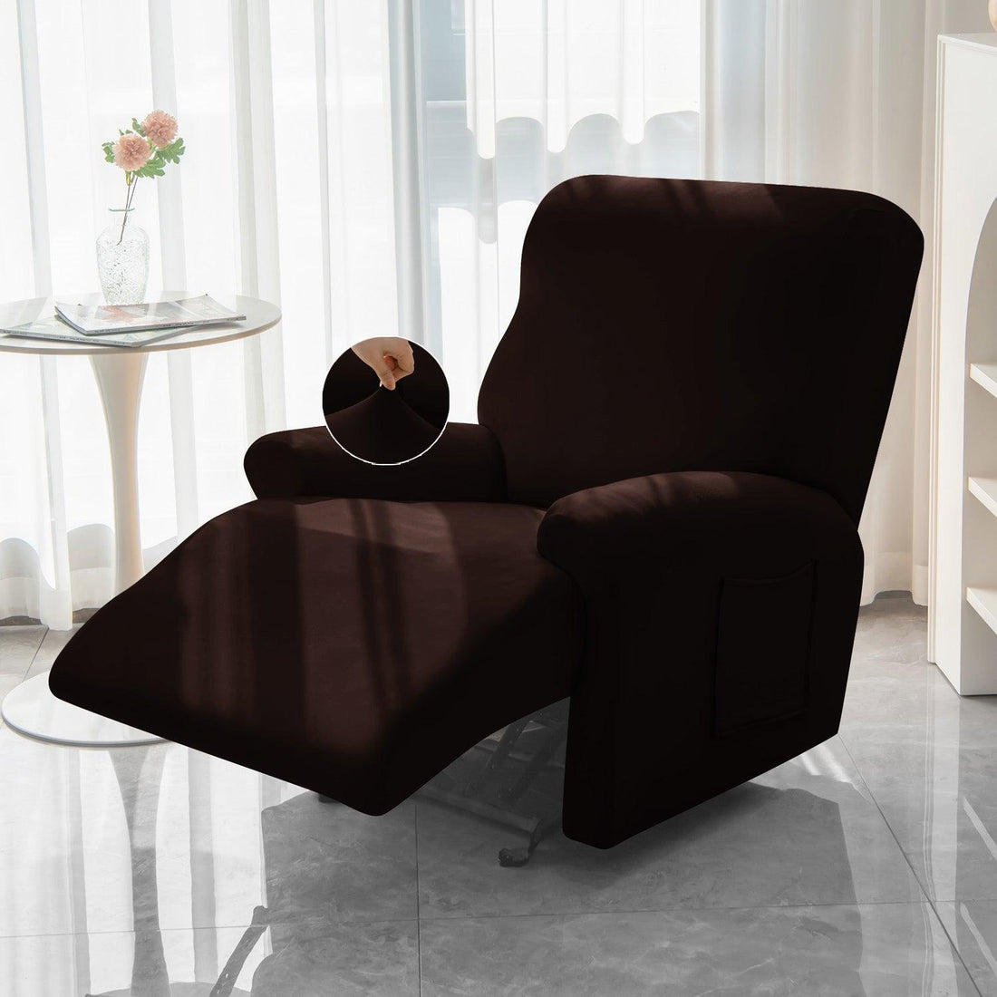 Buy Coffee Colour Elastic stretchable recliner chair covers​
