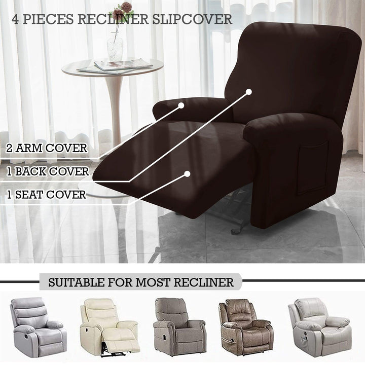 Elastic Stretchable Recliner Sofa Cover, Coffee - HOKIPO | Har Ghar ka Humsafar
