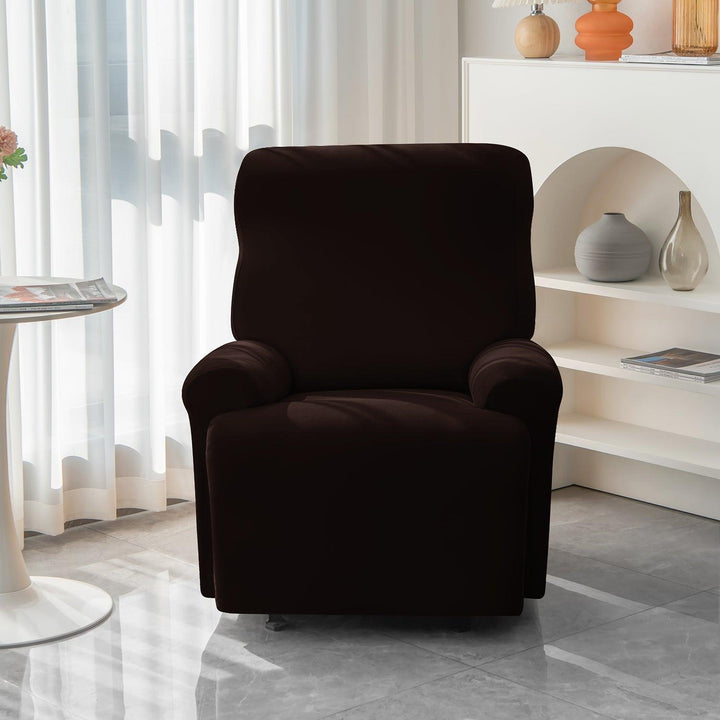 Coffee Colour elastic stretchable polyester 1 seater recliner sofa cover
