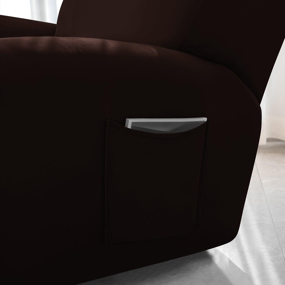 Best Coffee Colour1, 2, 3 seater elastic recliner sofa cover with pockets
