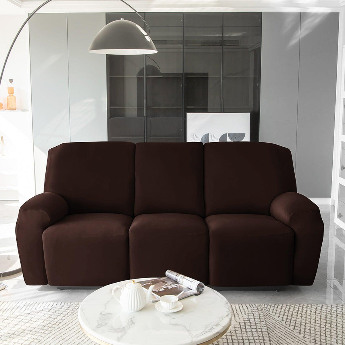 Elastic Stretchable Recliner Sofa Cover, Coffee - HOKIPO | Har Ghar ka Humsafar
