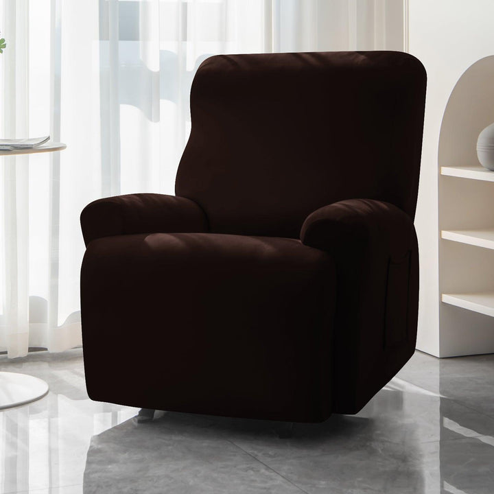 Stylish Coffee Colour elastic stretchable polyester 1 seater recliner sofa cover
