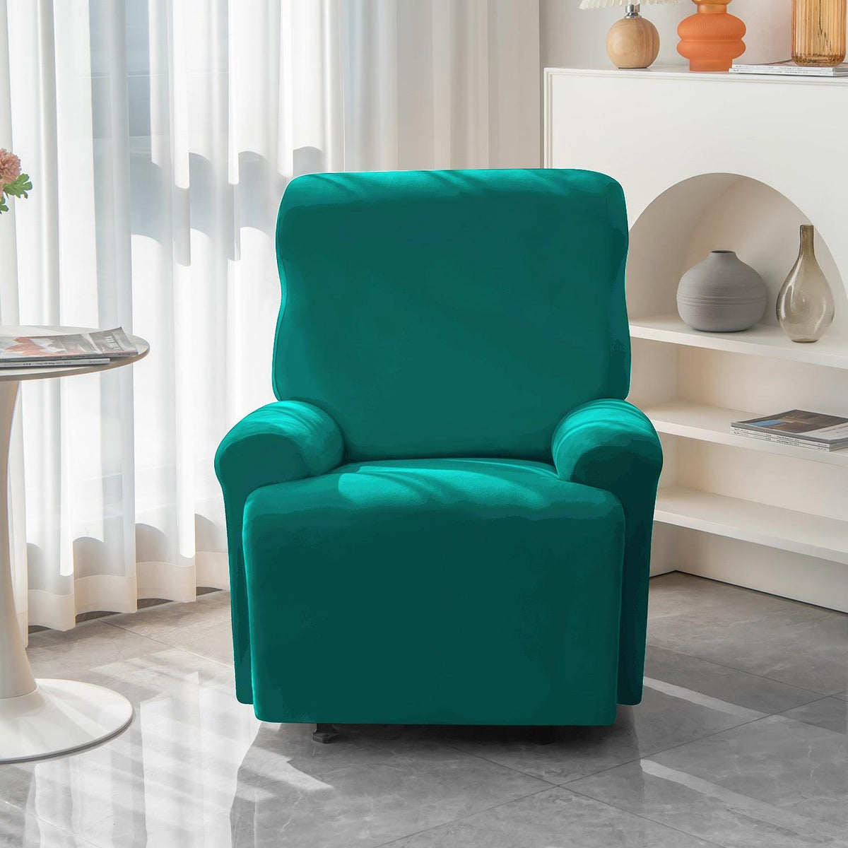 Teal Colour  elastic full fitted recliner chair covers​ 
