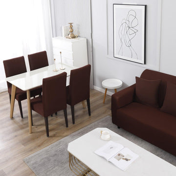  Buy plain chocolate brown elastic covers for chairs and sofas
