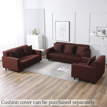 buy Plain chocolate brown elastic sofa cover​ set for 1,2,3,4,5 & 7 seater sofas 
