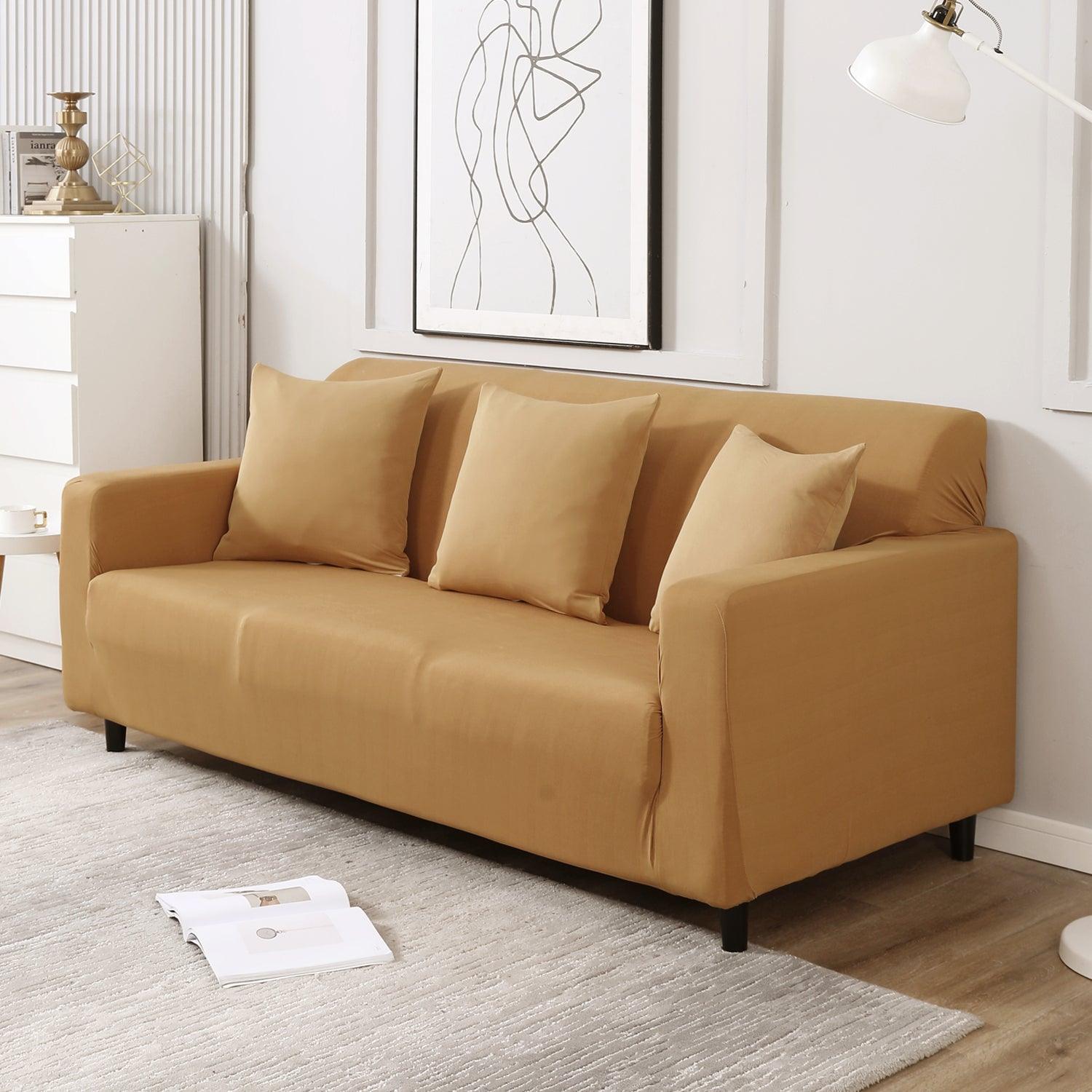 Sand Brown stretchable 3 seater sofa cover​s