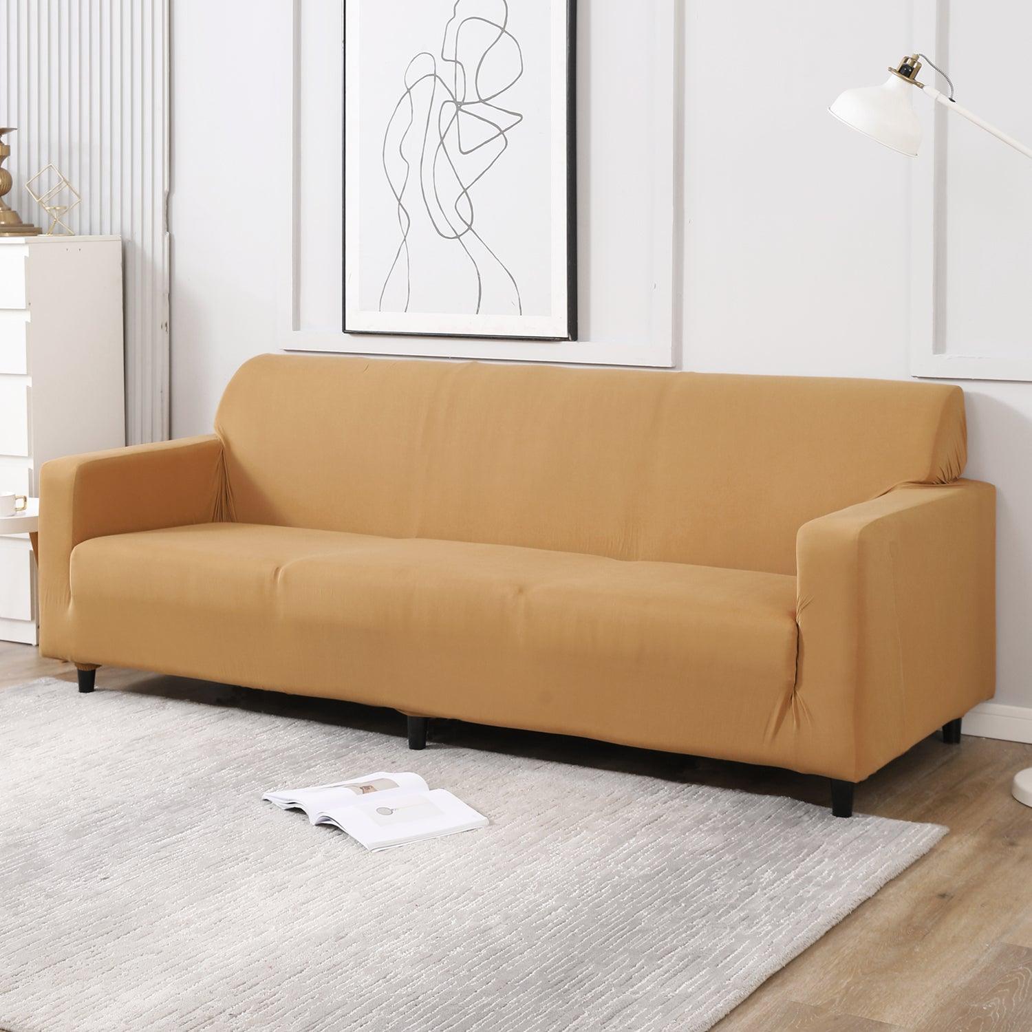 Sand Brown, non slip, elastic 4 seater sofa cover​s