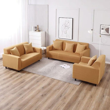 Sand Brown elastic sofa cover sets for 1,2,3,4,5 & 7 seater sofas
