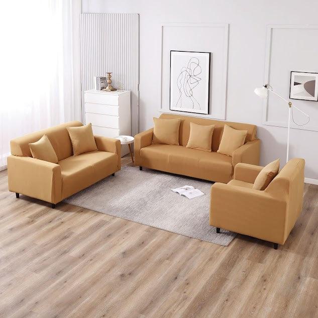 Sand Brown elastic sofa cover sets for 1,2,3,4,5 & 7 seater sofas
