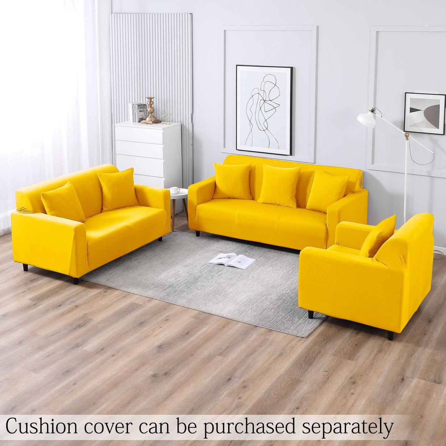 Elastic Stretchable Sofa Cover, Sunny Yellow - HOKIPO | Har Ghar ka Humsafar