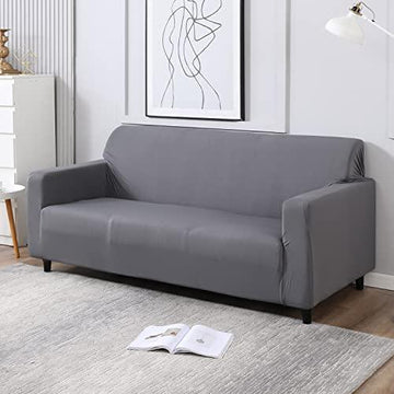 Plain Grey colour elastic 3 seater sofa cover​s
