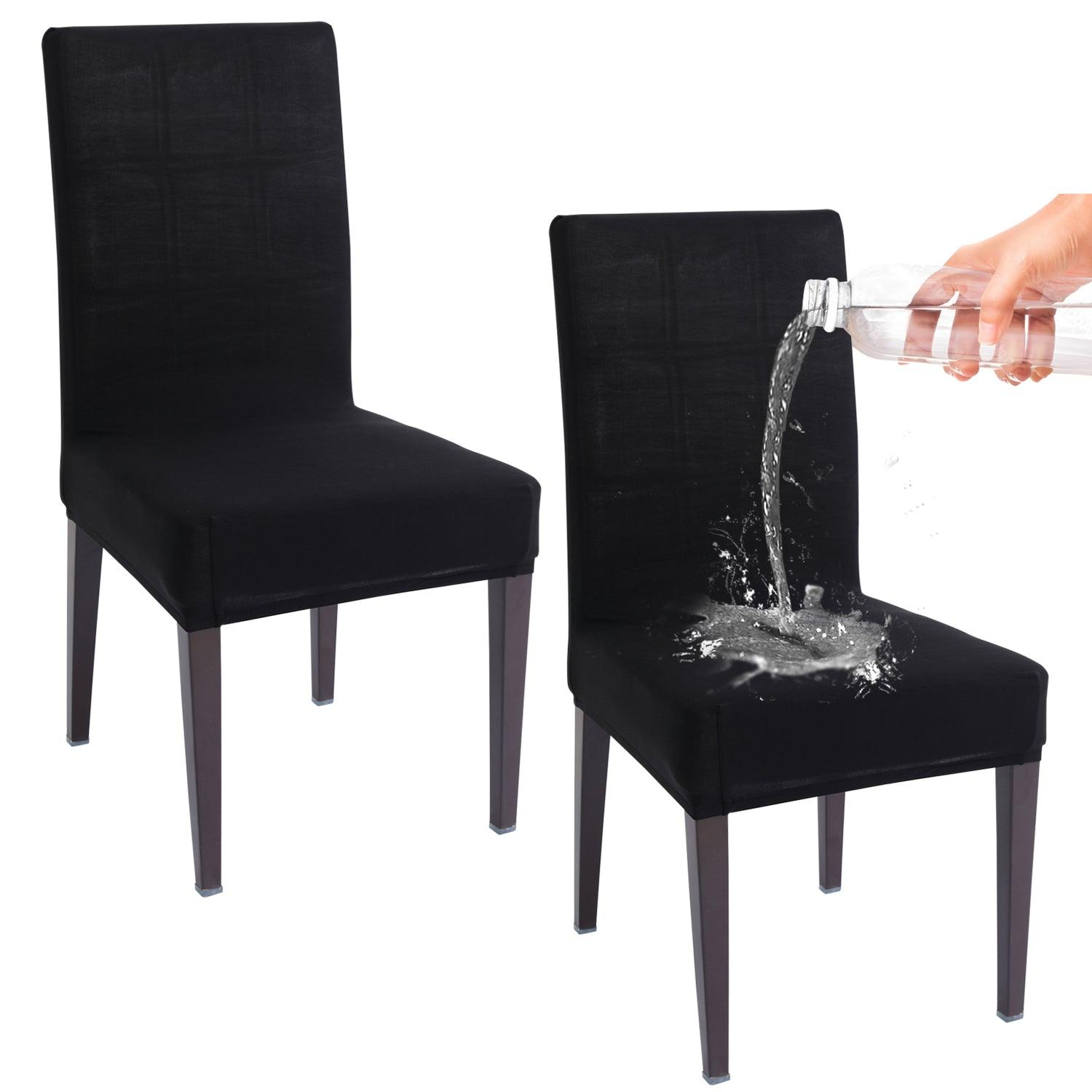 Elastic Stretchable Water Resistant Dining Chair Cover, Black - HOKIPO | Har Ghar ka Humsafar