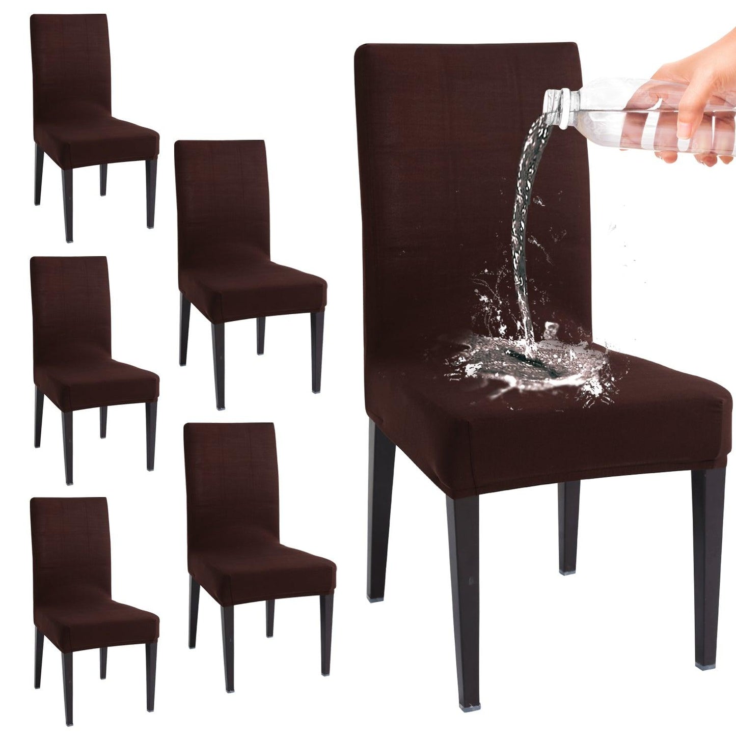 Elastic Stretchable Water Resistant Dining Chair Cover, Brown - HOKIPO | Har Ghar ka Humsafar