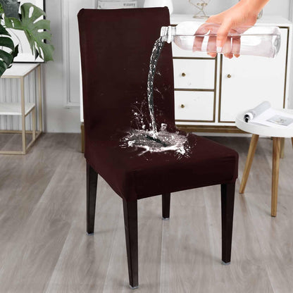 Elastic Stretchable Water Resistant Dining Chair Cover, Brown - HOKIPO | Har Ghar ka Humsafar