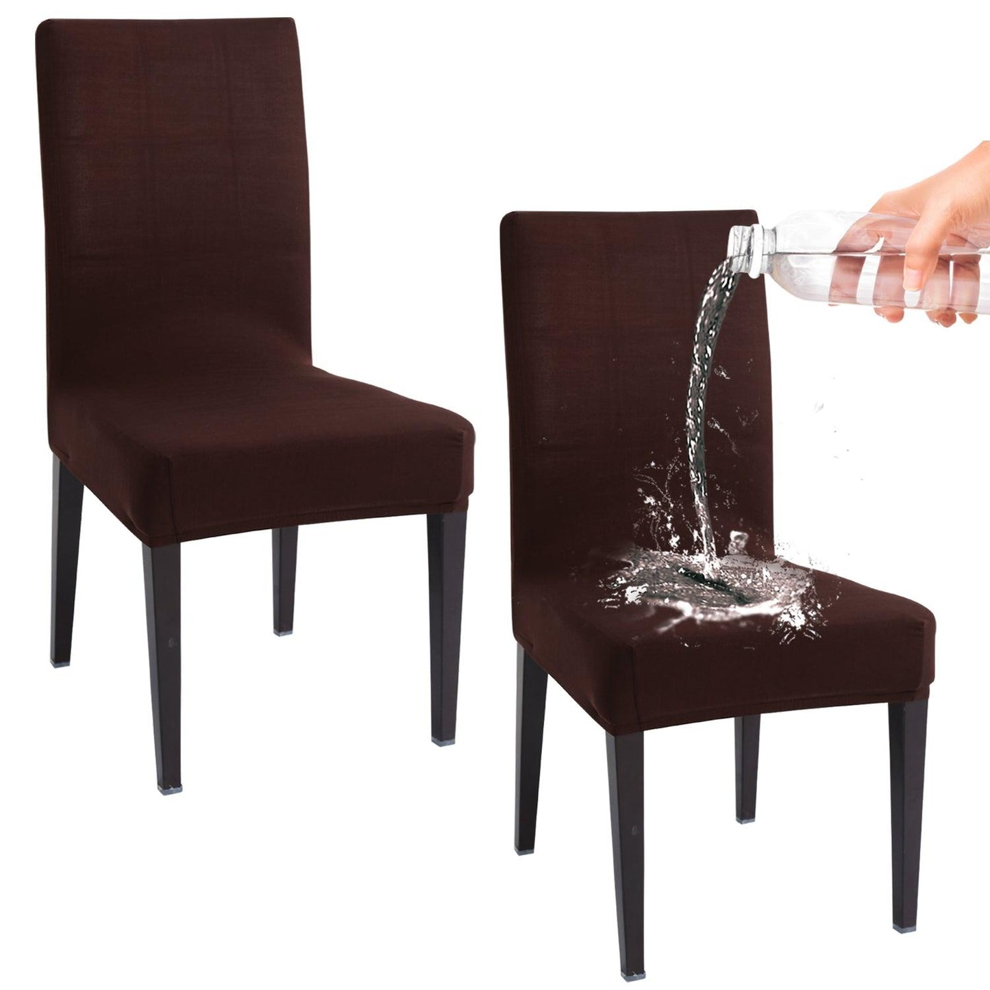 Elastic Stretchable Water Resistant Dining Chair Cover, Brown - HOKIPO | Har Ghar ka Humsafar