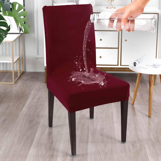 Elastic Stretchable Water Resistant Dining Chair Cover, Burgundy - HOKIPO | Har Ghar ka Humsafar