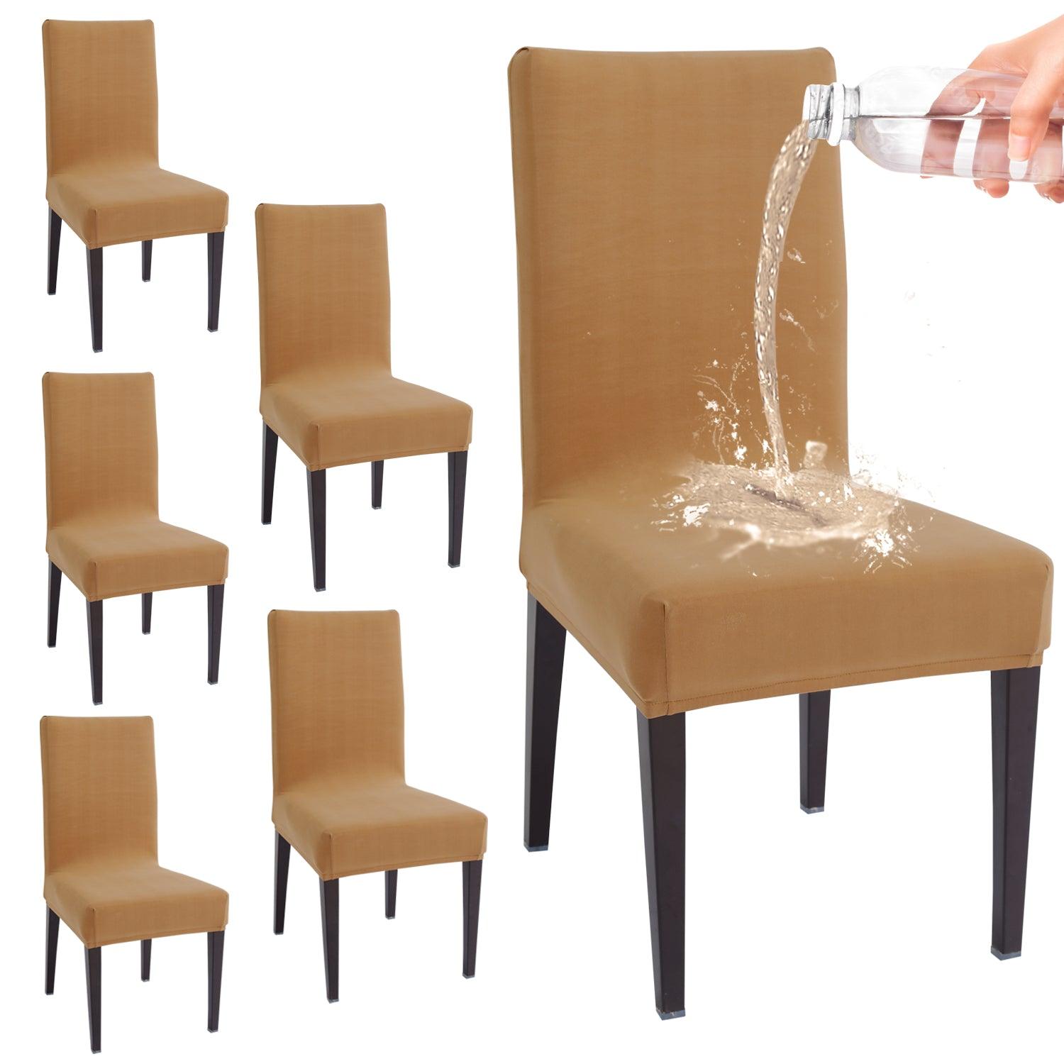 Elastic Stretchable Water Resistant Dining Chair Cover, Camel - HOKIPO | Har Ghar ka Humsafar