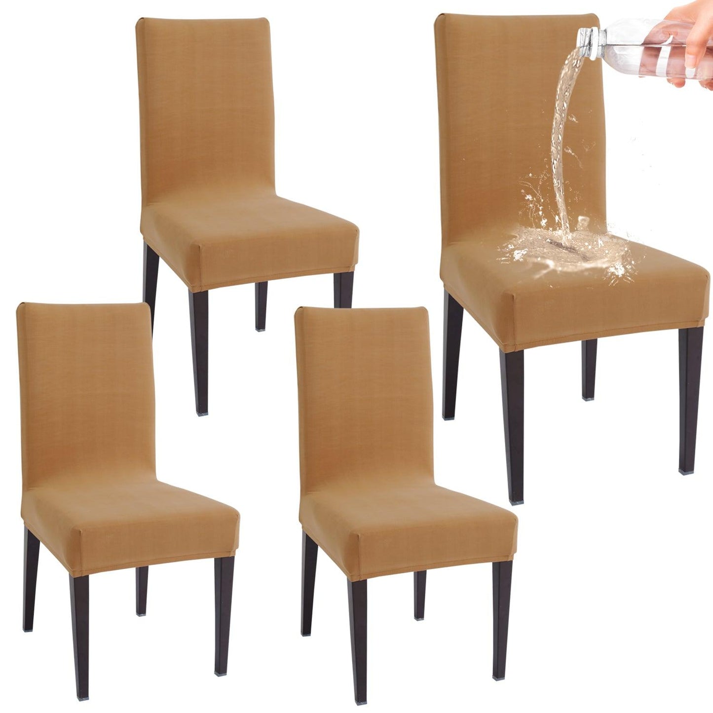 Elastic Stretchable Water Resistant Dining Chair Cover, Camel - HOKIPO | Har Ghar ka Humsafar