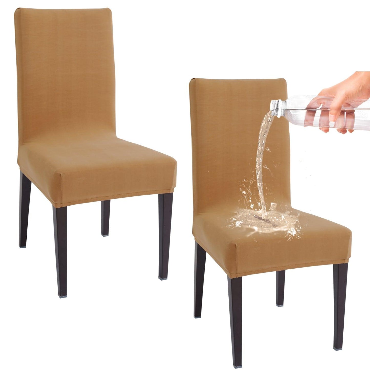 Elastic Stretchable Water Resistant Dining Chair Cover, Camel - HOKIPO | Har Ghar ka Humsafar