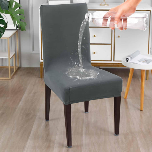 Elastic Stretchable Water Resistant Dining Chair Cover, Dark Grey - HOKIPO | Har Ghar ka Humsafar