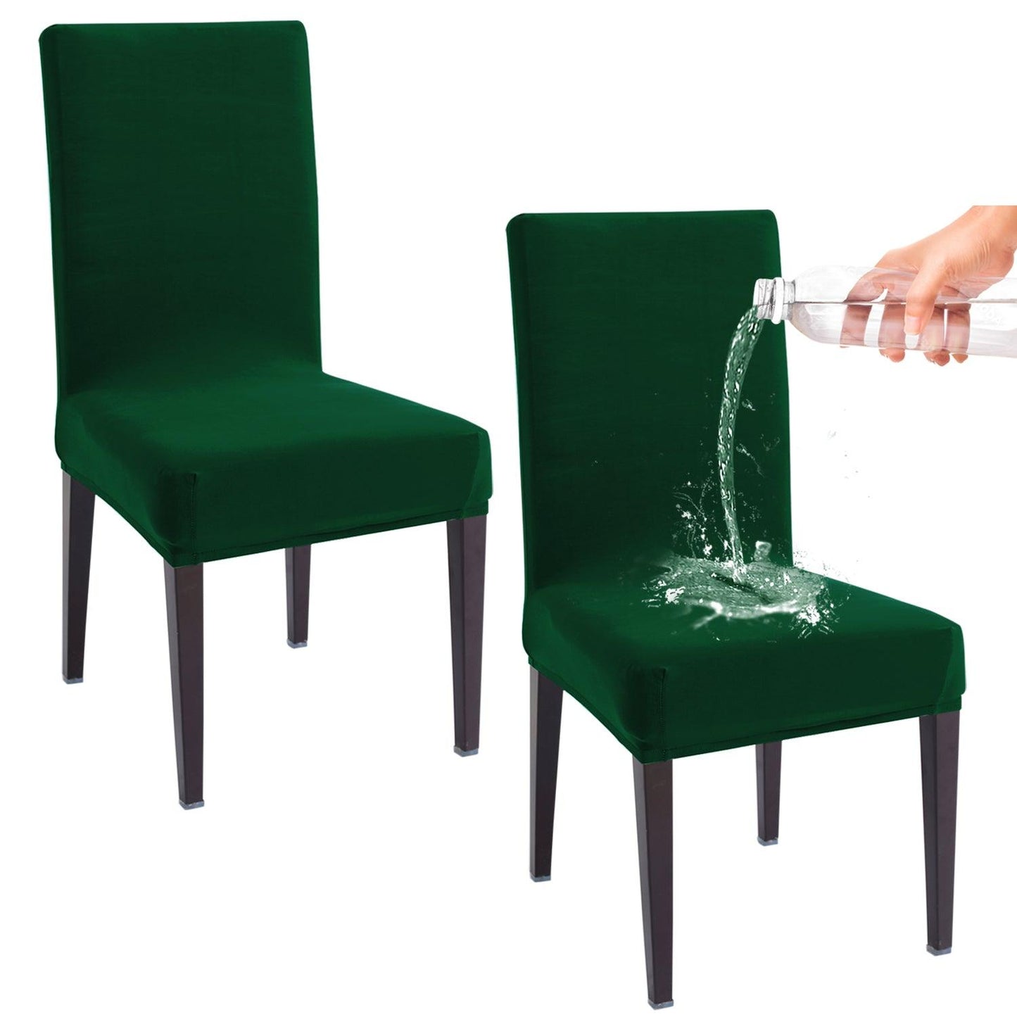 Elastic Stretchable Water Resistant Dining Chair Cover, Hunter Green - HOKIPO | Har Ghar ka Humsafar