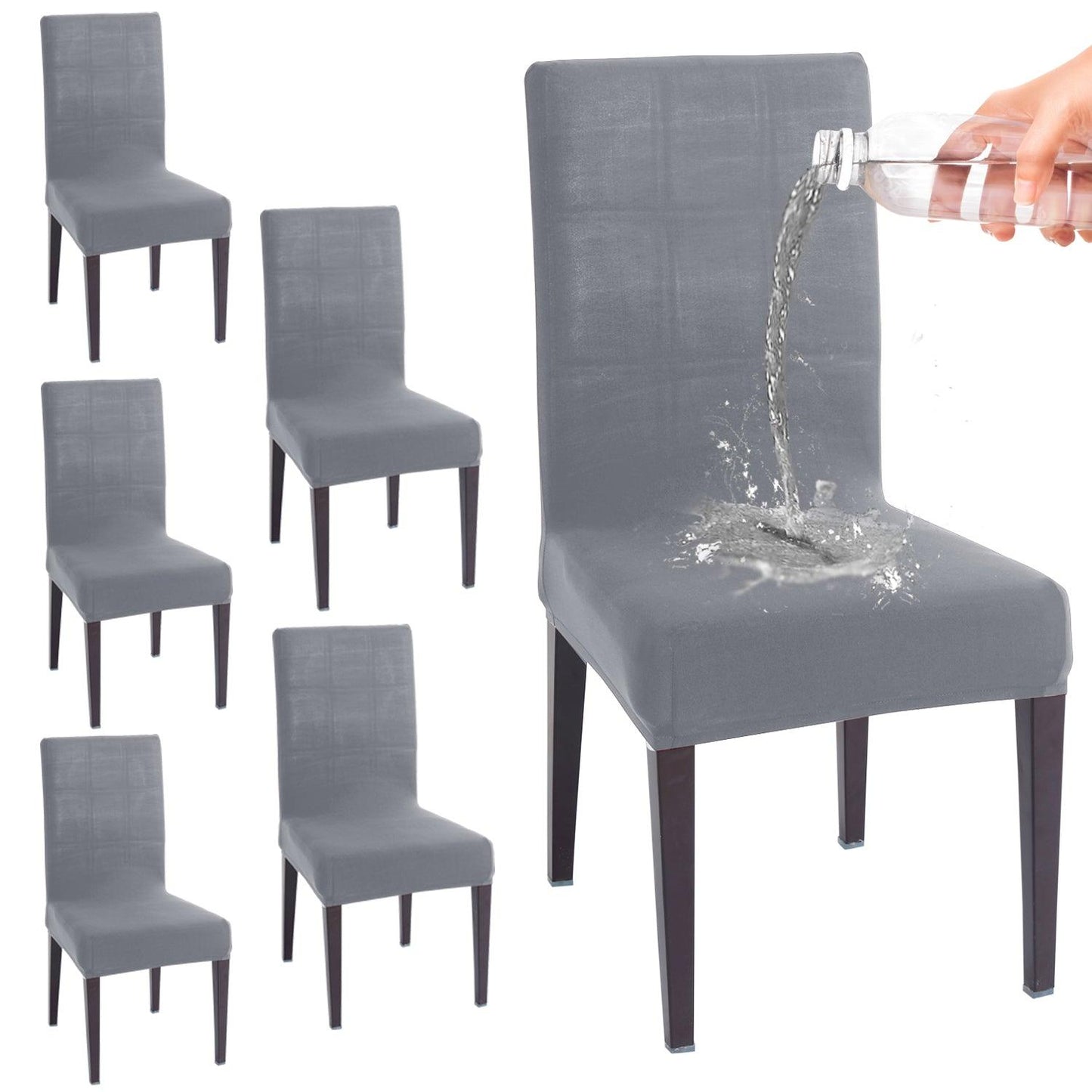 Elastic Stretchable Water Resistant Dining Chair Cover, Light Grey - HOKIPO | Har Ghar ka Humsafar