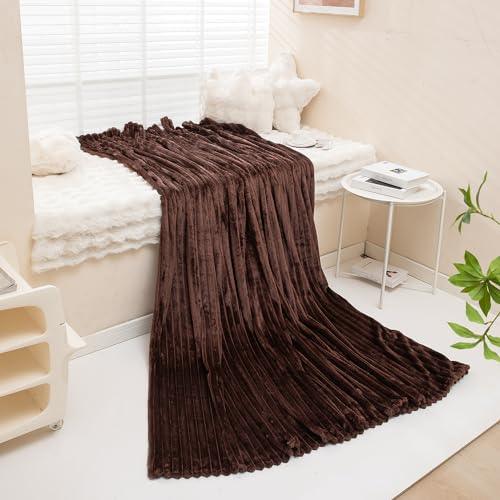 Brown Colour Luxury Blanket | Striped Texture | HOKIPO