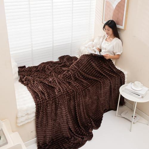 Buy Brown Striped Soft, Warm, Luxury Fleece Blanket | HOKIPO
